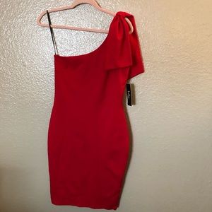 Red one shoulder dress